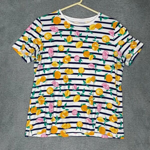 Kim Rogers perfectly soft womens lemon striped boat T-shirt stretch casual m